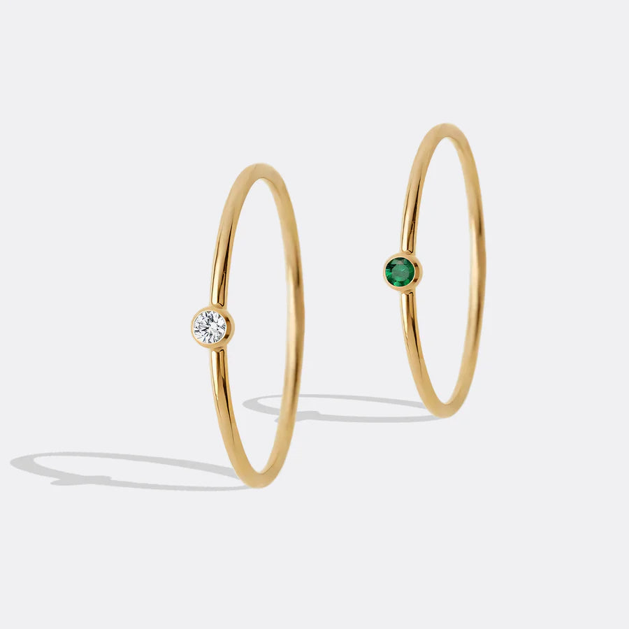 Minimalist Birthstone Stacking Band - Bezel Set Ring