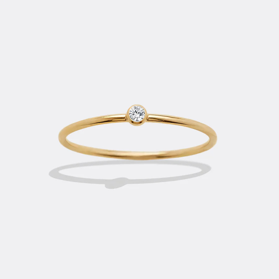 Minimalist Birthstone Stacking Band - Bezel Set Ring