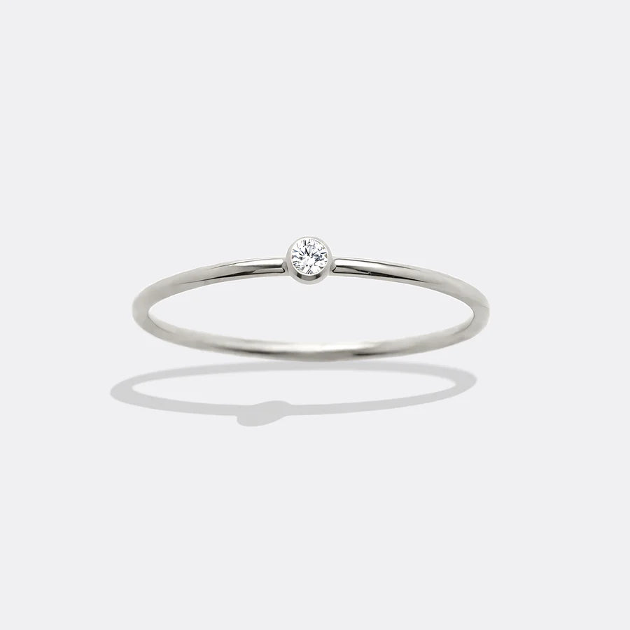 Minimalist Birthstone Stacking Band - Bezel Set Ring