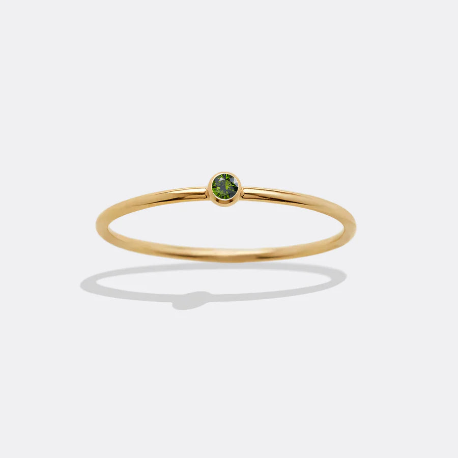 Minimalist Birthstone Stacking Band - Bezel Set Ring