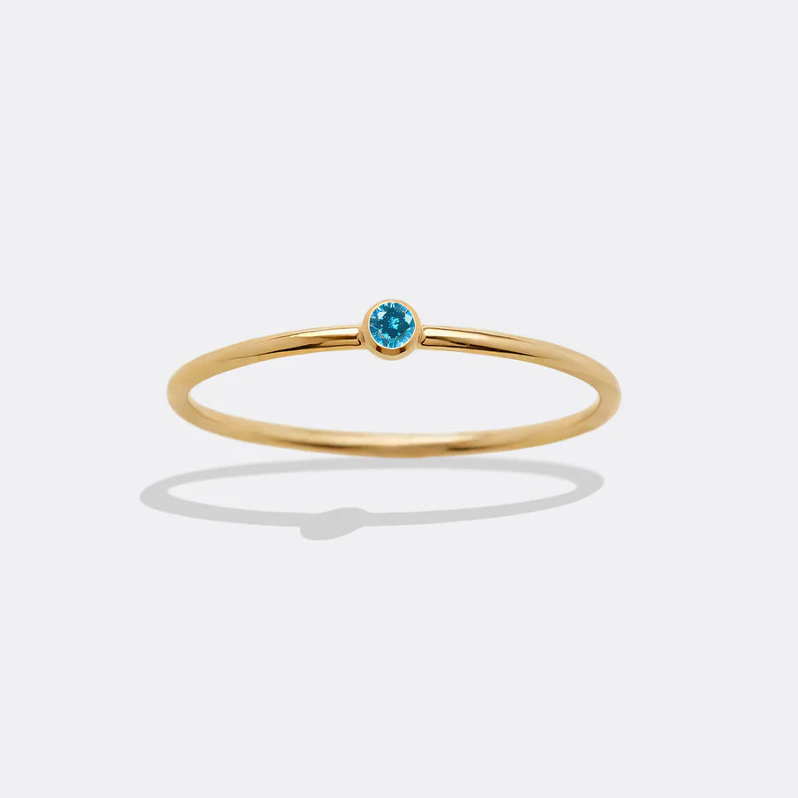 Minimalist Birthstone Stacking Band - Bezel Set Ring