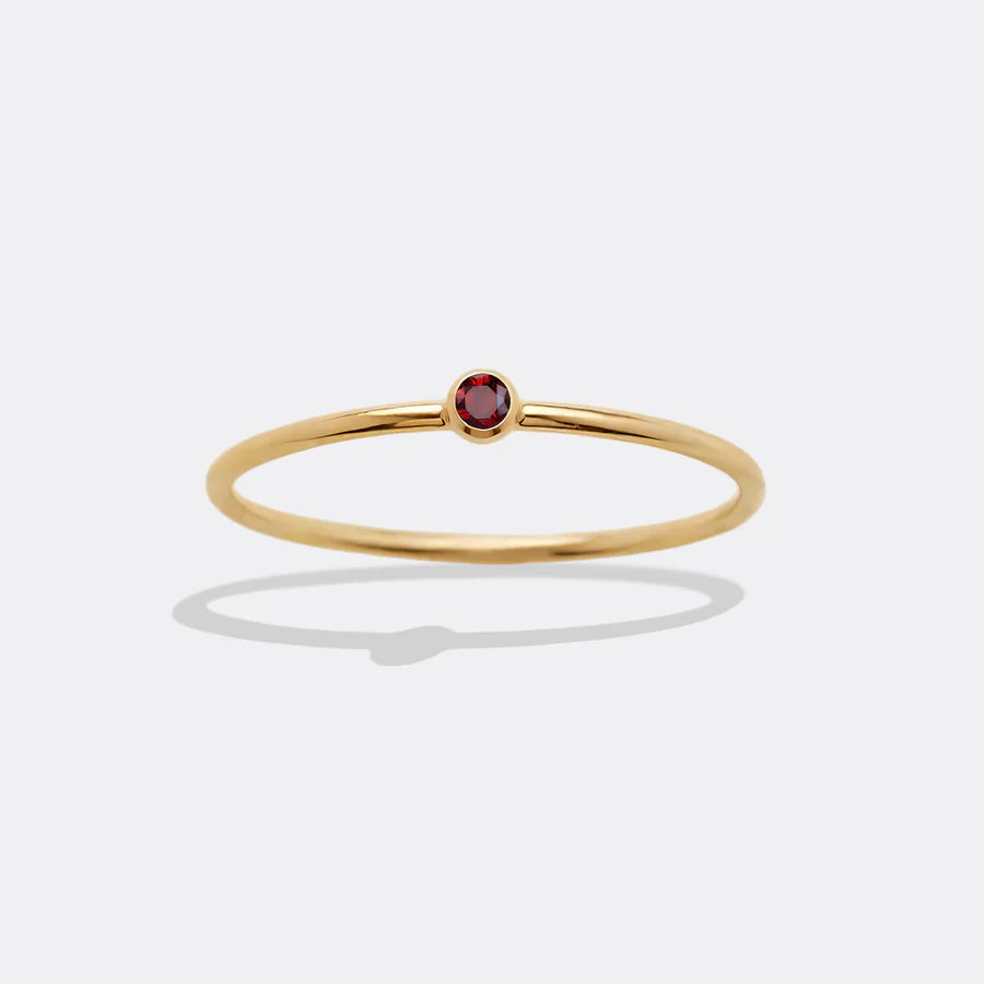 Minimalist Birthstone Stacking Band - Bezel Set Ring