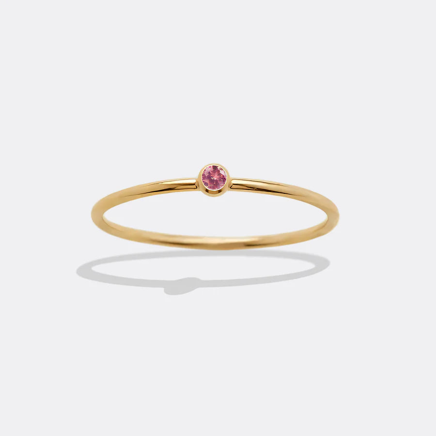 Minimalist Birthstone Stacking Band - Bezel Set Ring