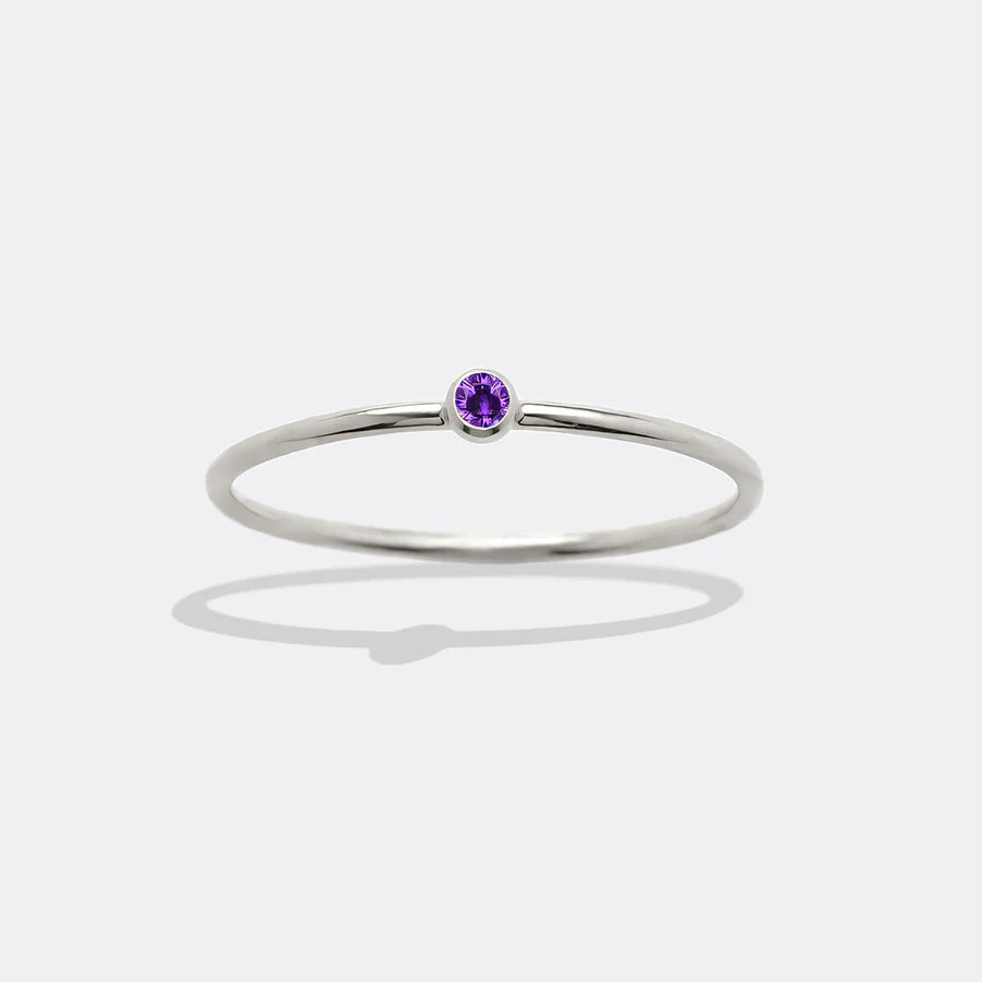 Minimalist Birthstone Stacking Band - Bezel Set Ring