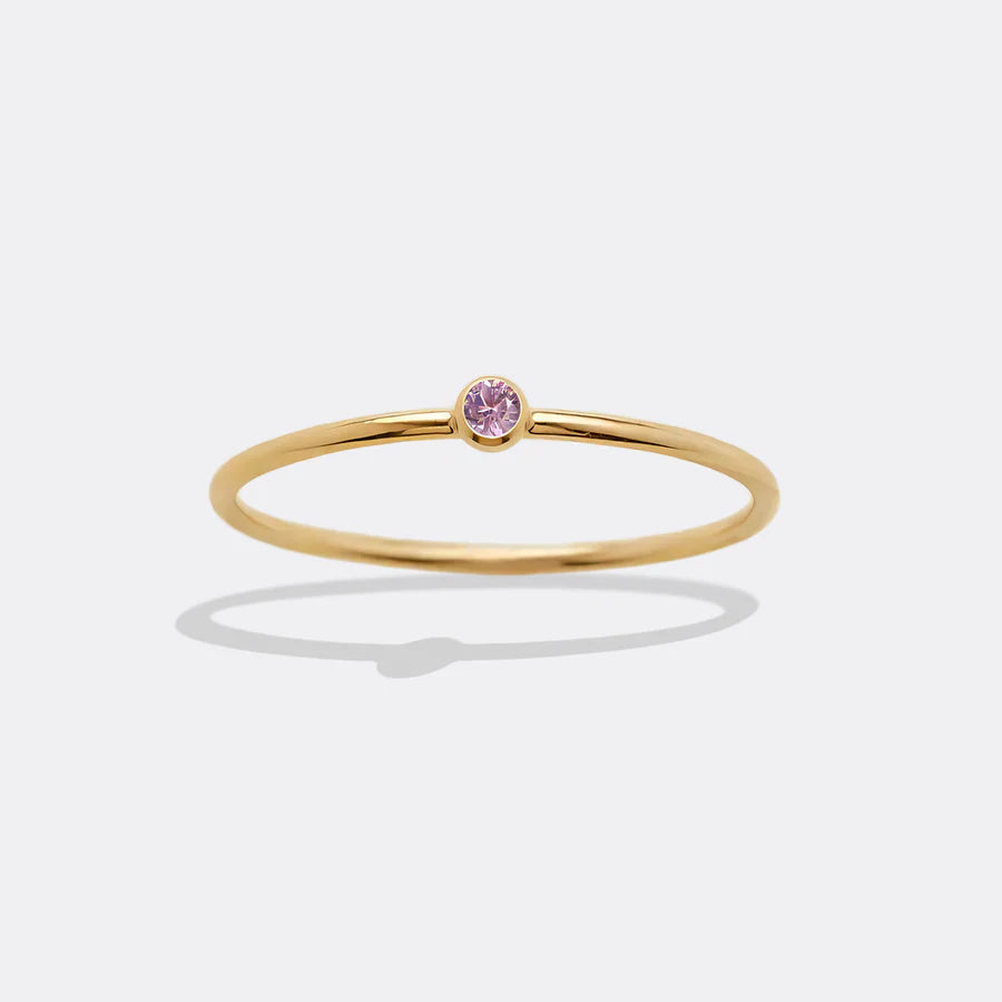 Minimalist Birthstone Stacking Band - Bezel Set Ring