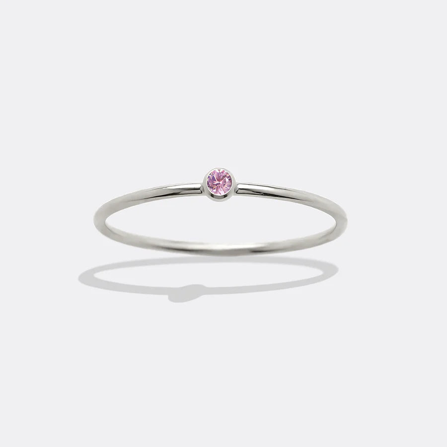 Minimalist Birthstone Stacking Band - Bezel Set Ring