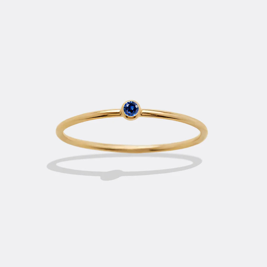 Minimalist Birthstone Stacking Band - Bezel Set Ring