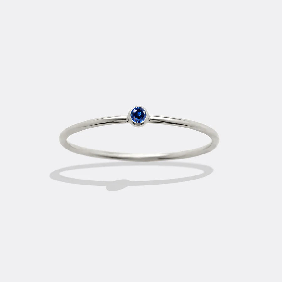 Minimalist Birthstone Stacking Band - Bezel Set Ring