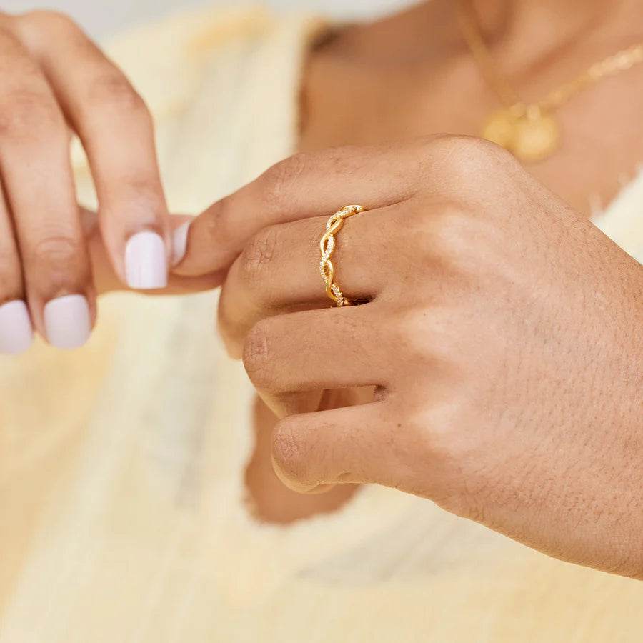 Dainty Pave Twist Stacking Ring