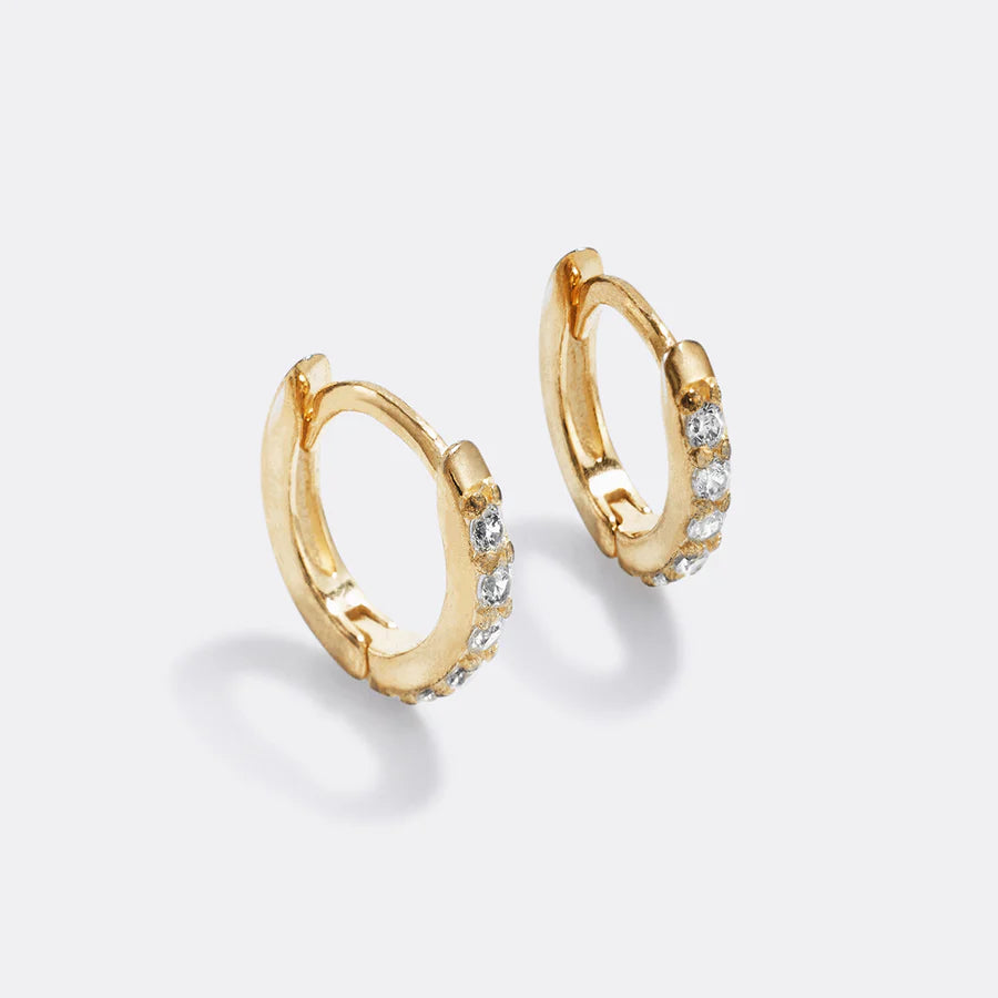 Pave Huggie Hoop Earrings